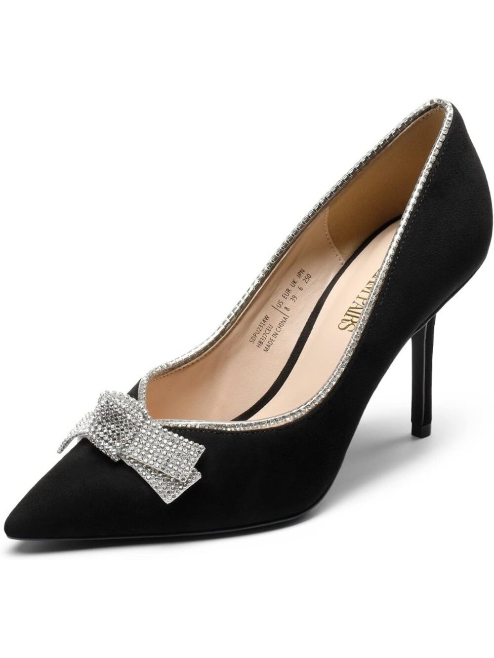Dream Pairs Women's Black Suede Pointed Toe Faux Suede High Heels Pump Shoes